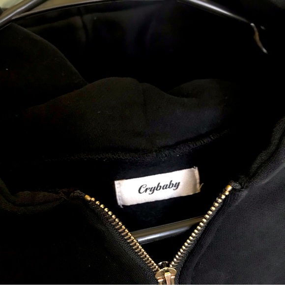 Cry Baby Hoodie Sweatshirt Crystal Embellished Old English Lettered 💕 - Picture 8 of 16